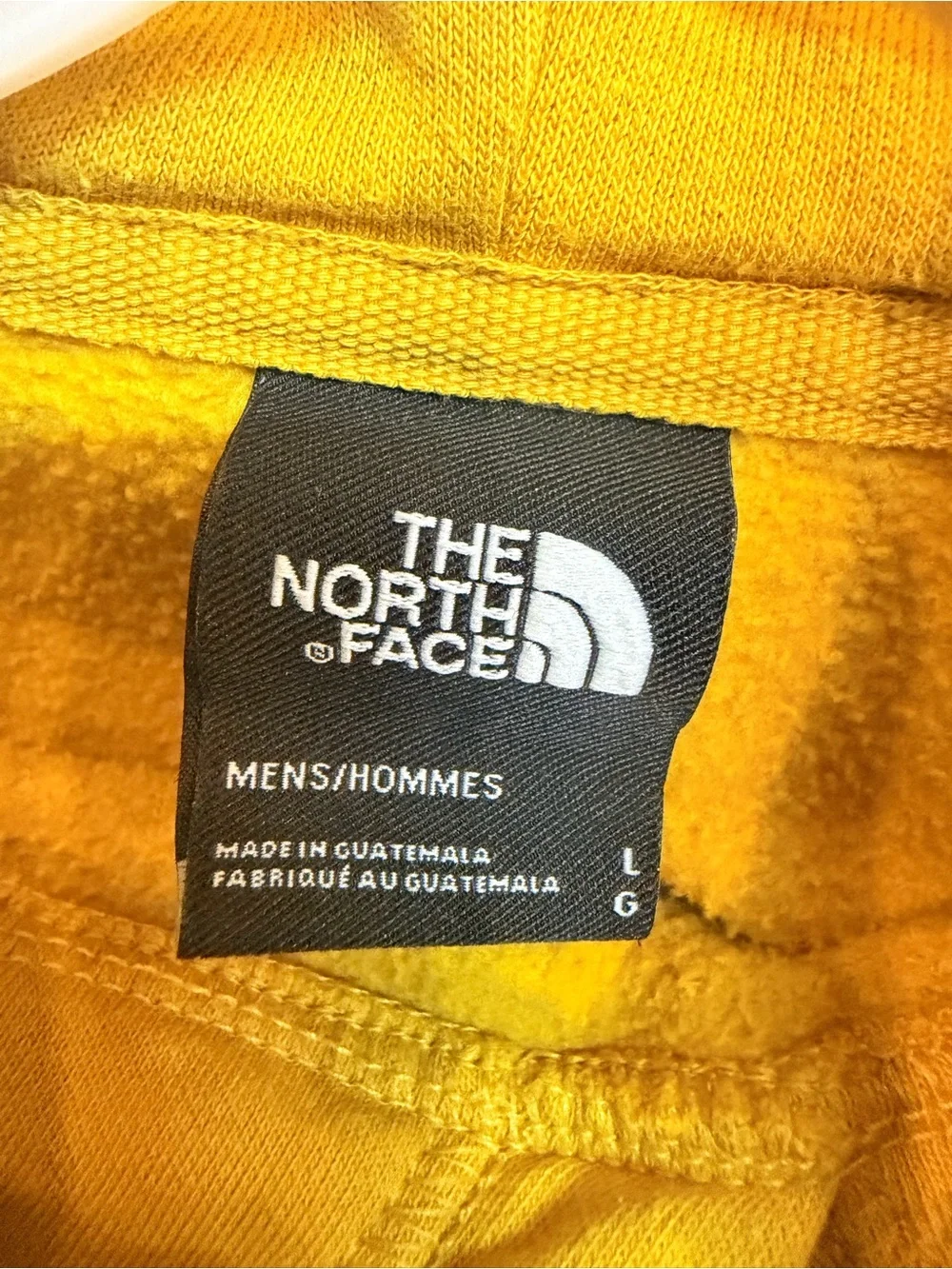 The North Face Men’s Large Mustard Yellow Pullover Fleece Hoodie Logo
